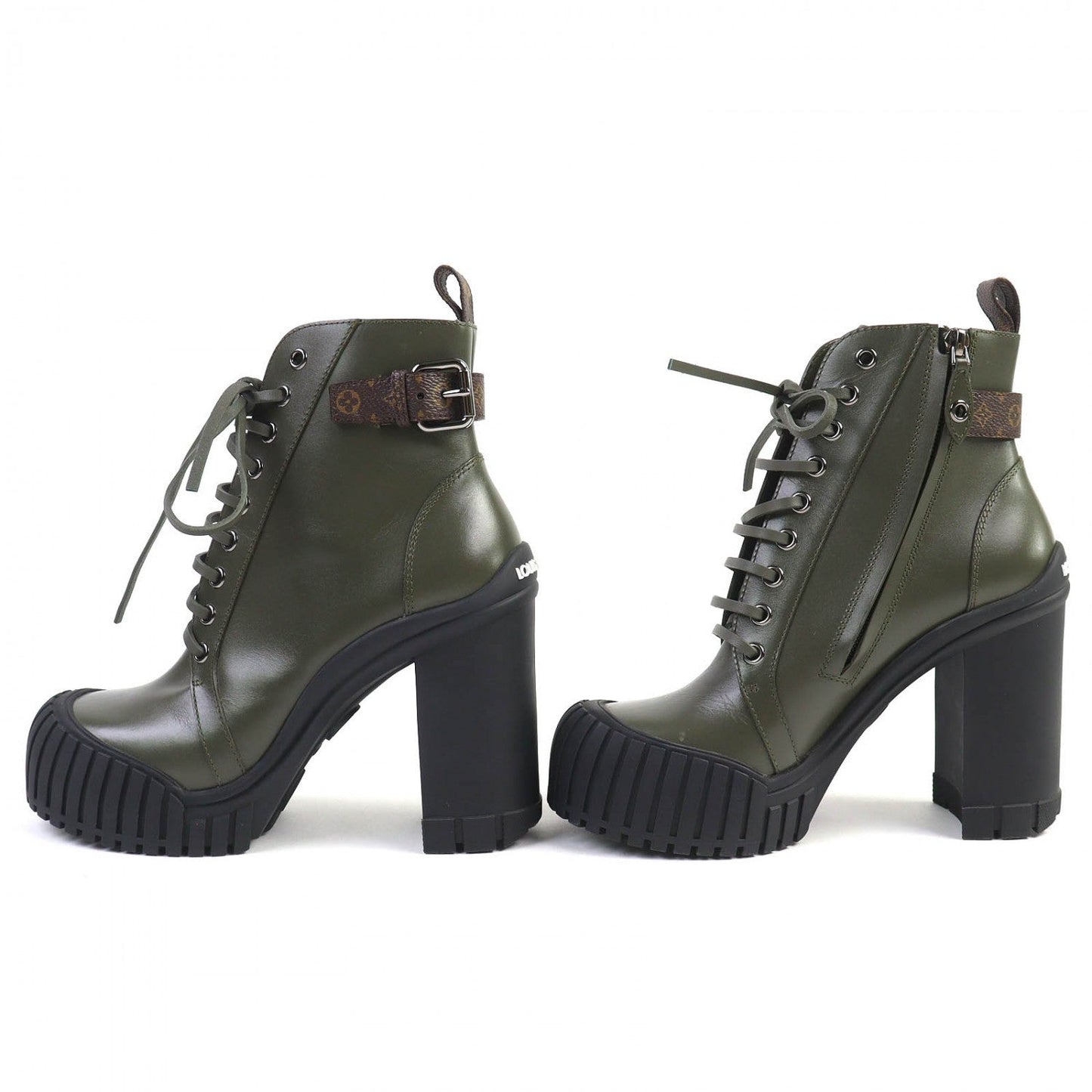 LOUIS VUITTON Ankle boots 1ADAQI leather khaki Ruby Line 37