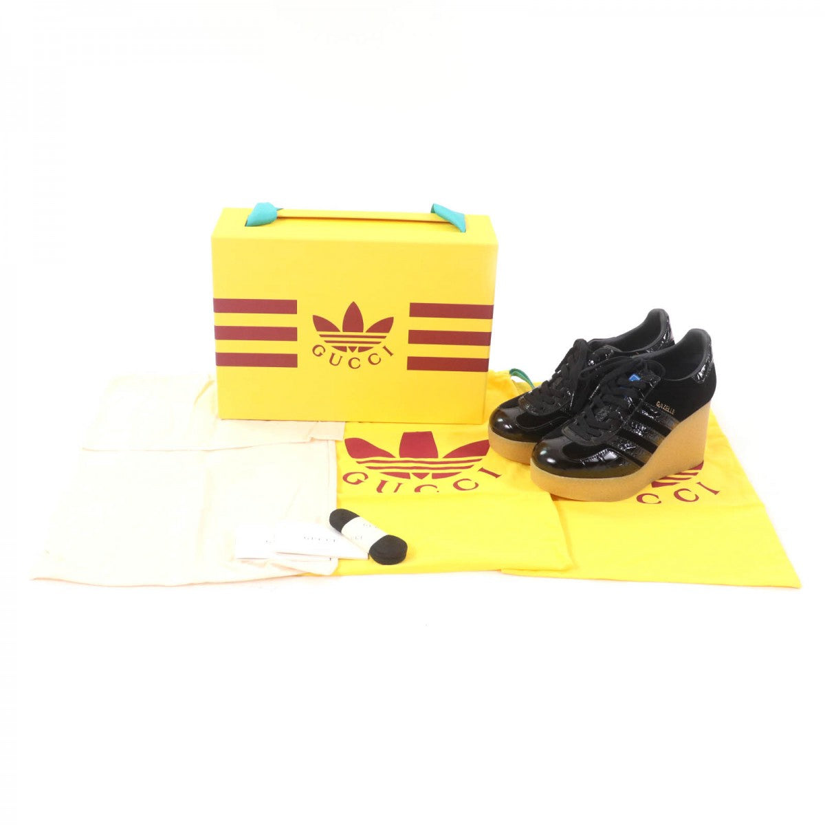 GUCCI sneakers 725627 Leather, Patent black Gazelle 36 1/2