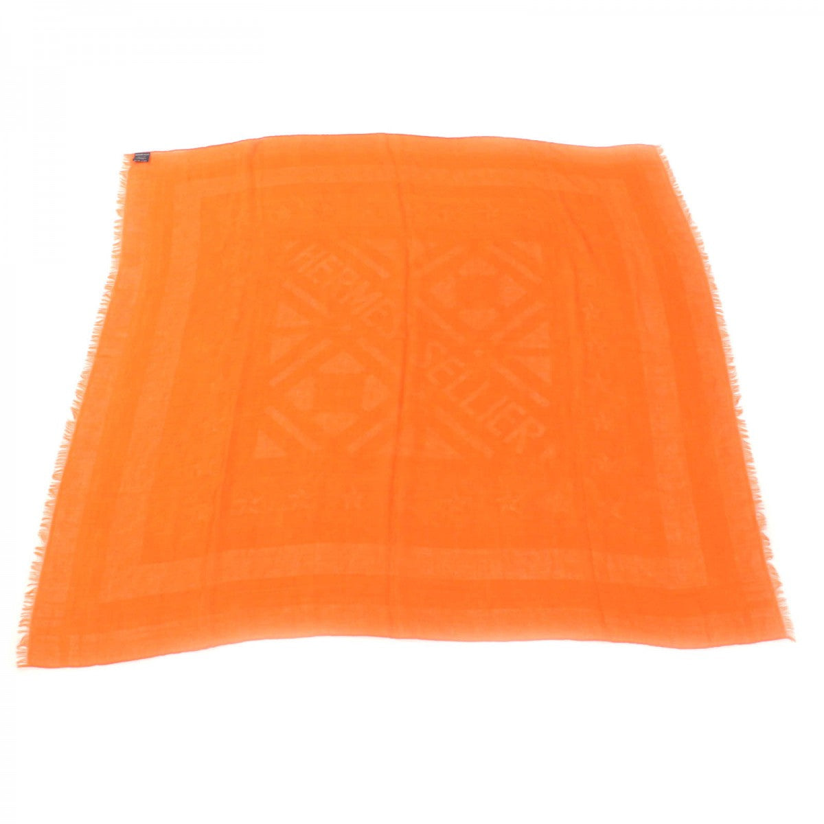 HERMES scarf cashmere Orange Carre110