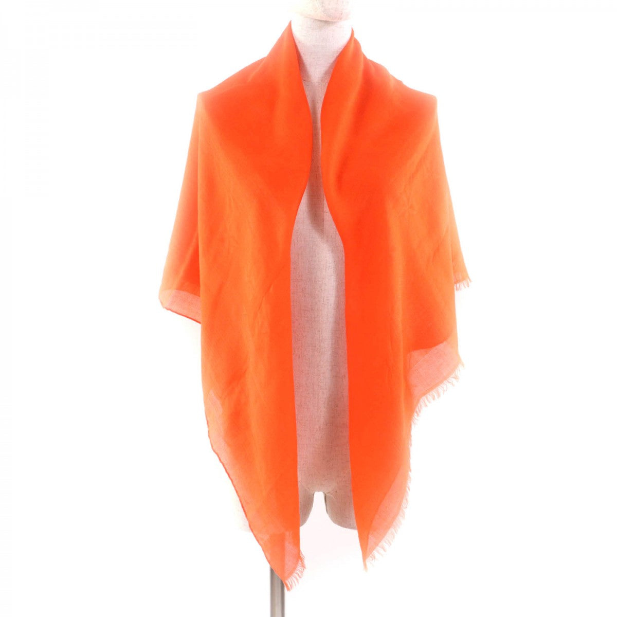 HERMES scarf cashmere Orange Carre110