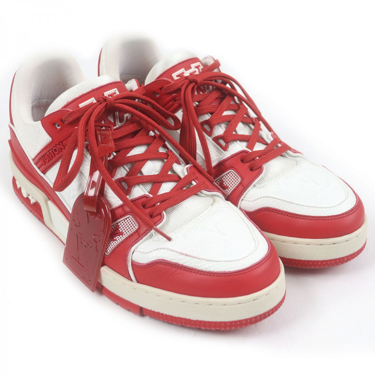 LOUIS VUITTON Low cut sneakers 1A8PJW leather White red LV Trainer Line 7