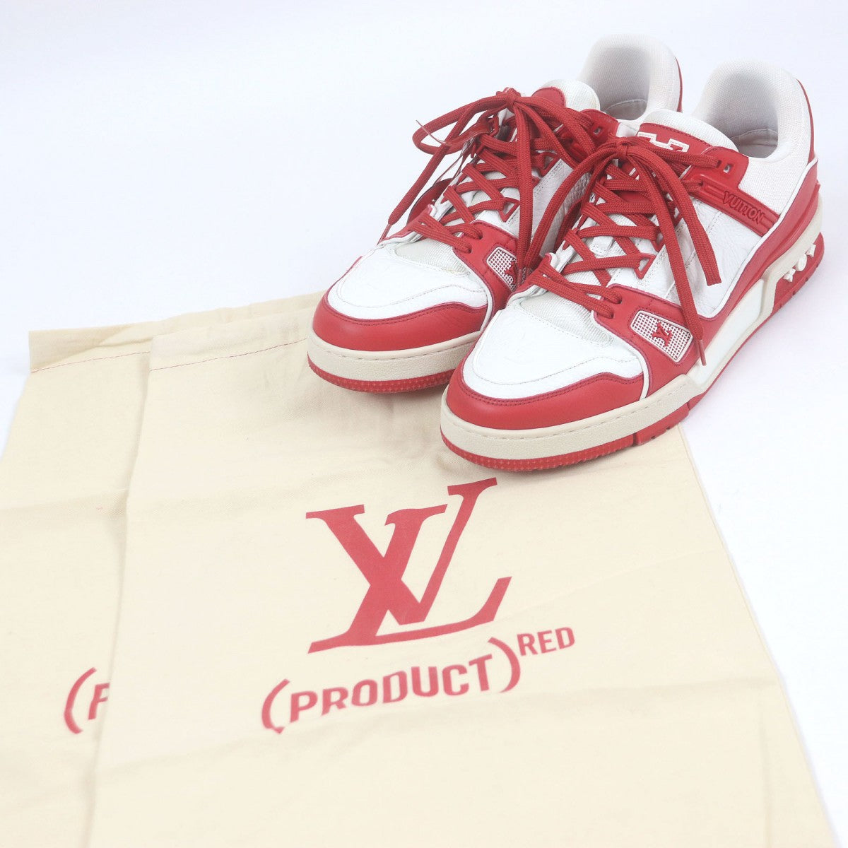 LOUIS VUITTON Low cut sneakers 1A8PJW leather White red LV Trainer Line 7