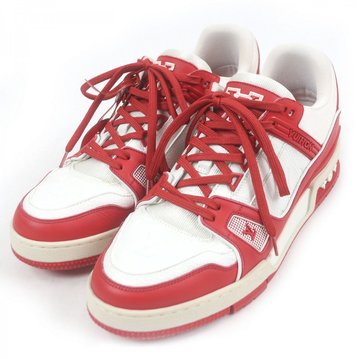 LOUIS VUITTON Low cut sneakers 1A8PJW leather White red LV Trainer Line 7