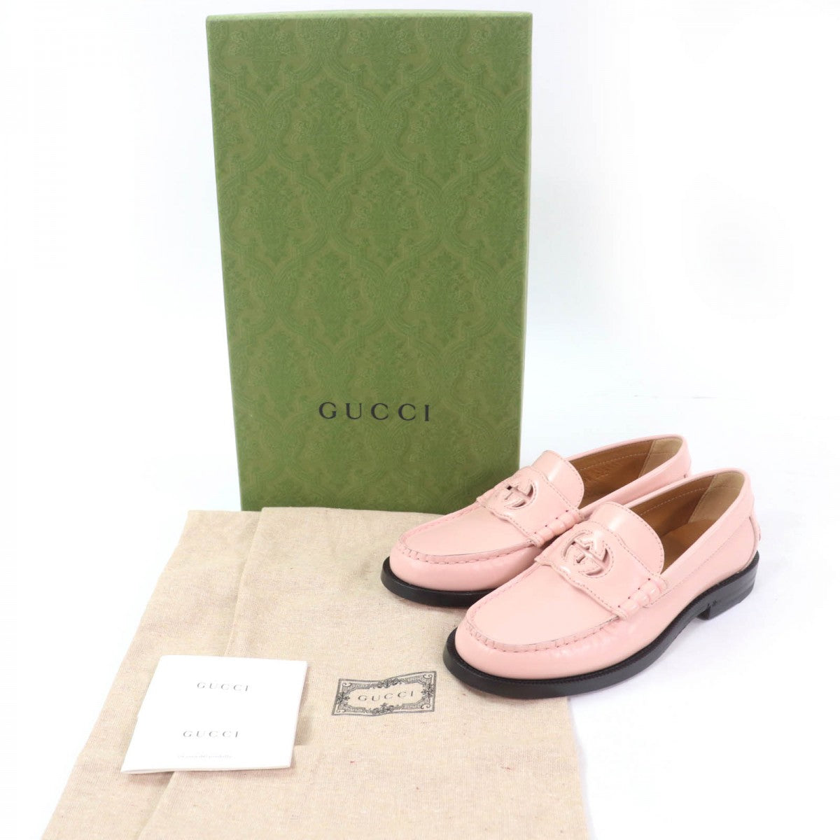 GUCCI loafers 738676 leather pink 35.5