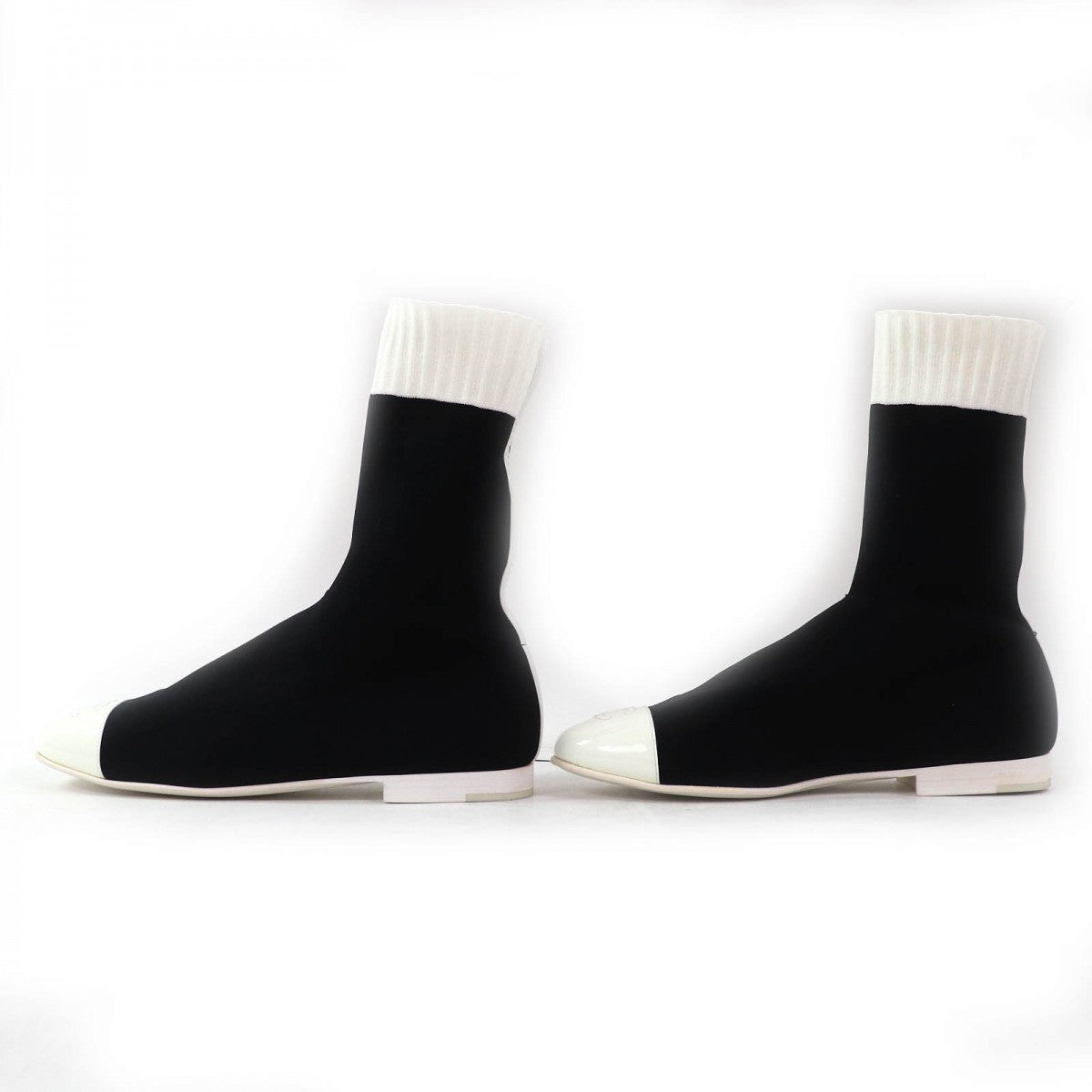 CHANEL boots 19C G34308 Patent leather Black White 38