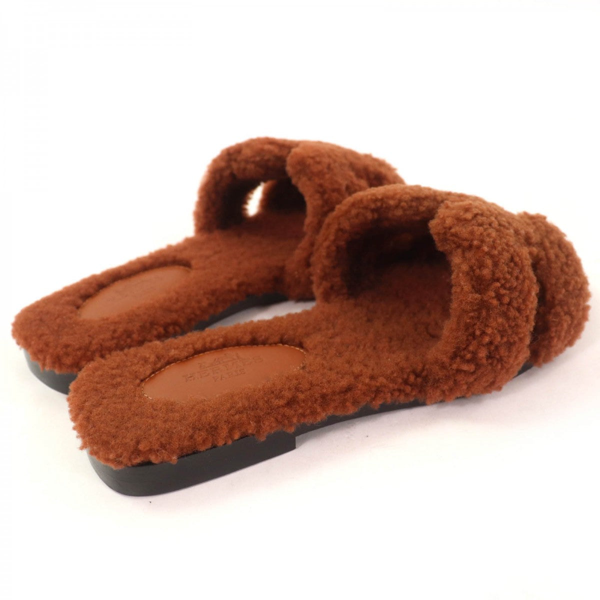 HERMES Sandals Mouton Brown Oran 36