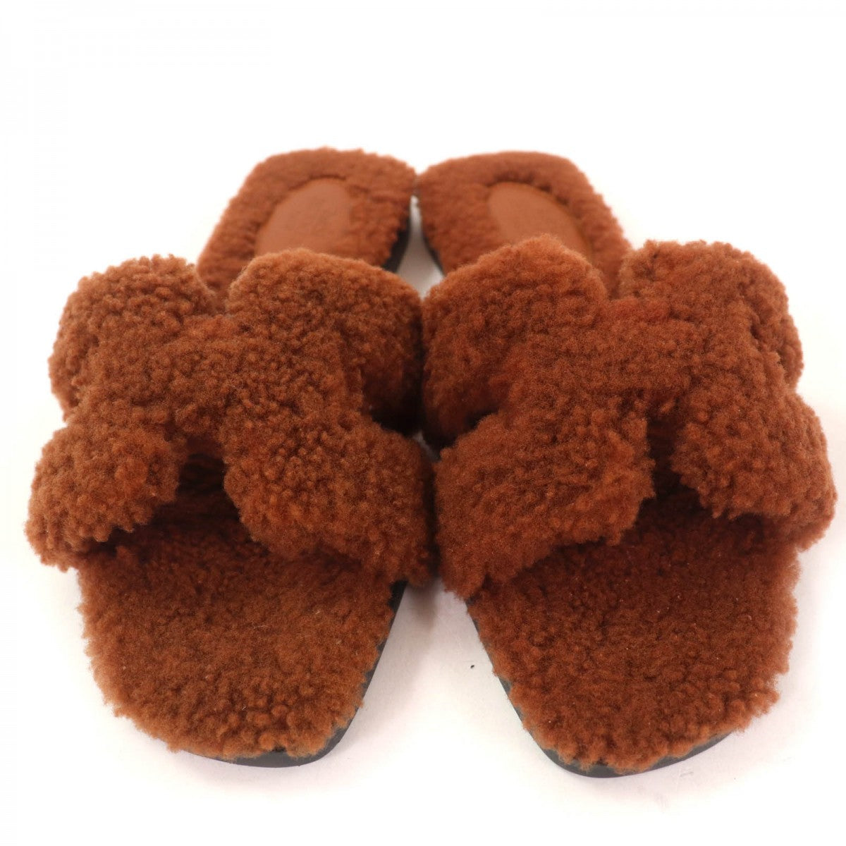 HERMES Sandals Mouton Brown Oran 36