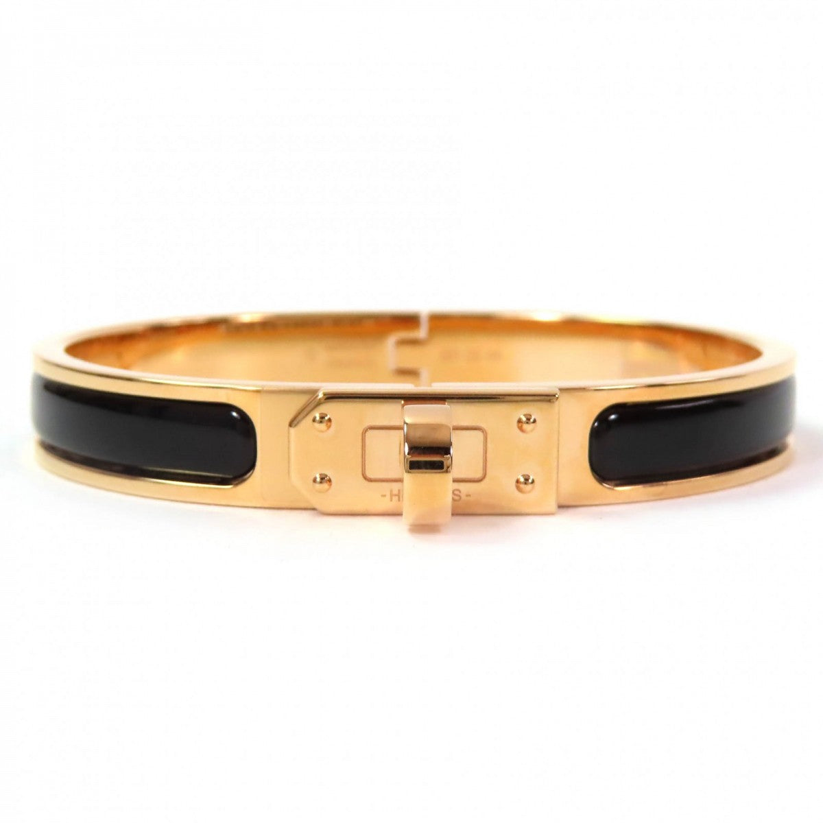 HERMES Bangle Gold Plated Gold black Mini Clic Kelly Mini Clic Kelly