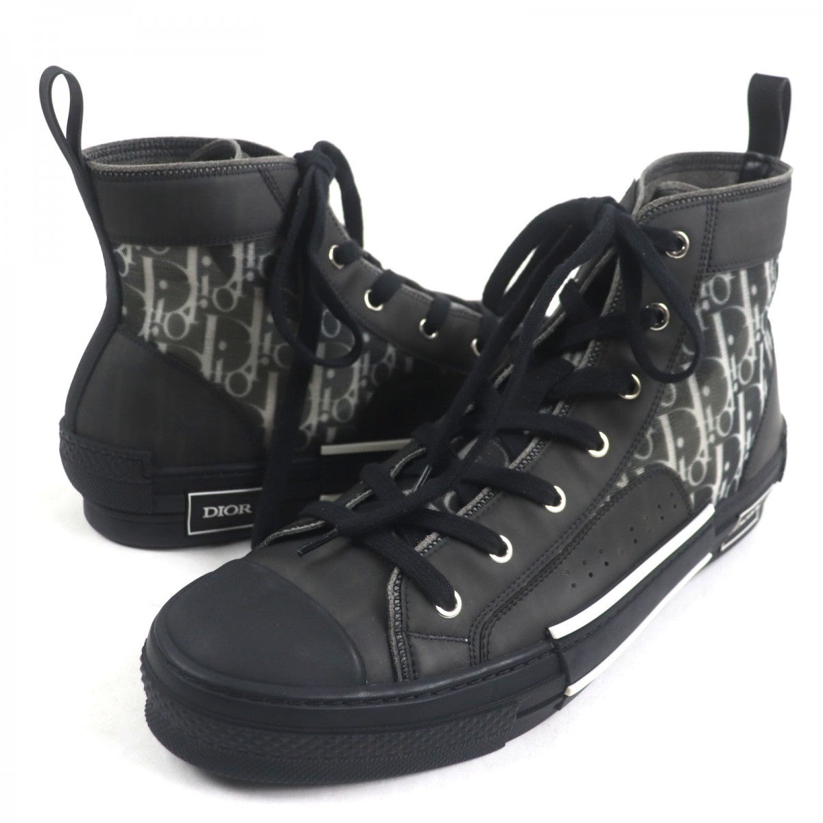 Dior HOMME High cut sneakers 3SH118YJP fabric black B23 Oblique 45