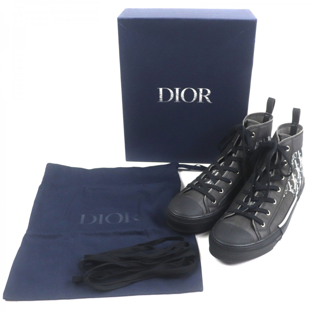 Dior HOMME High cut sneakers 3SH118YJP fabric black B23 Oblique 45