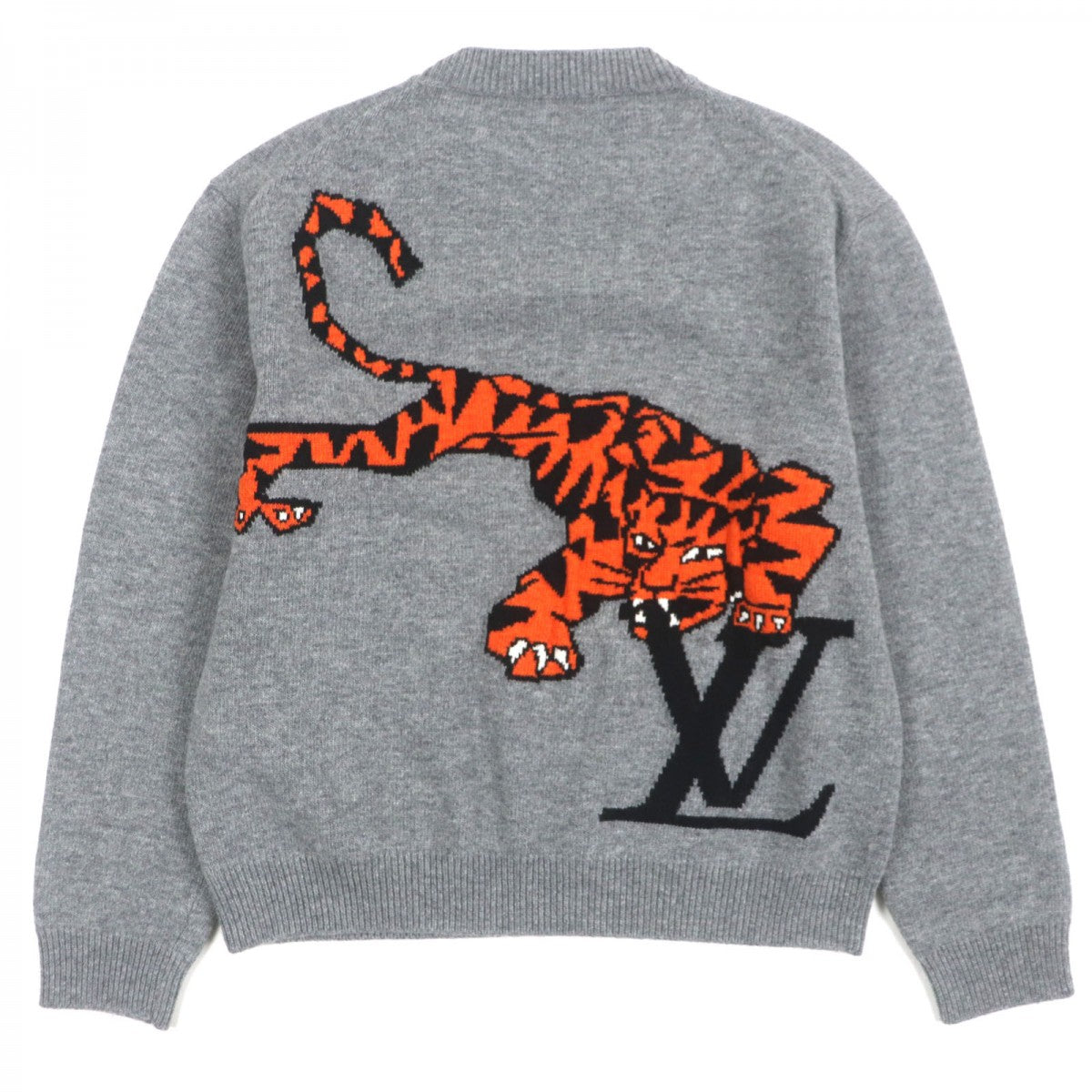 LOUIS VUITTON sweater wool gray Tiger Intarsia S