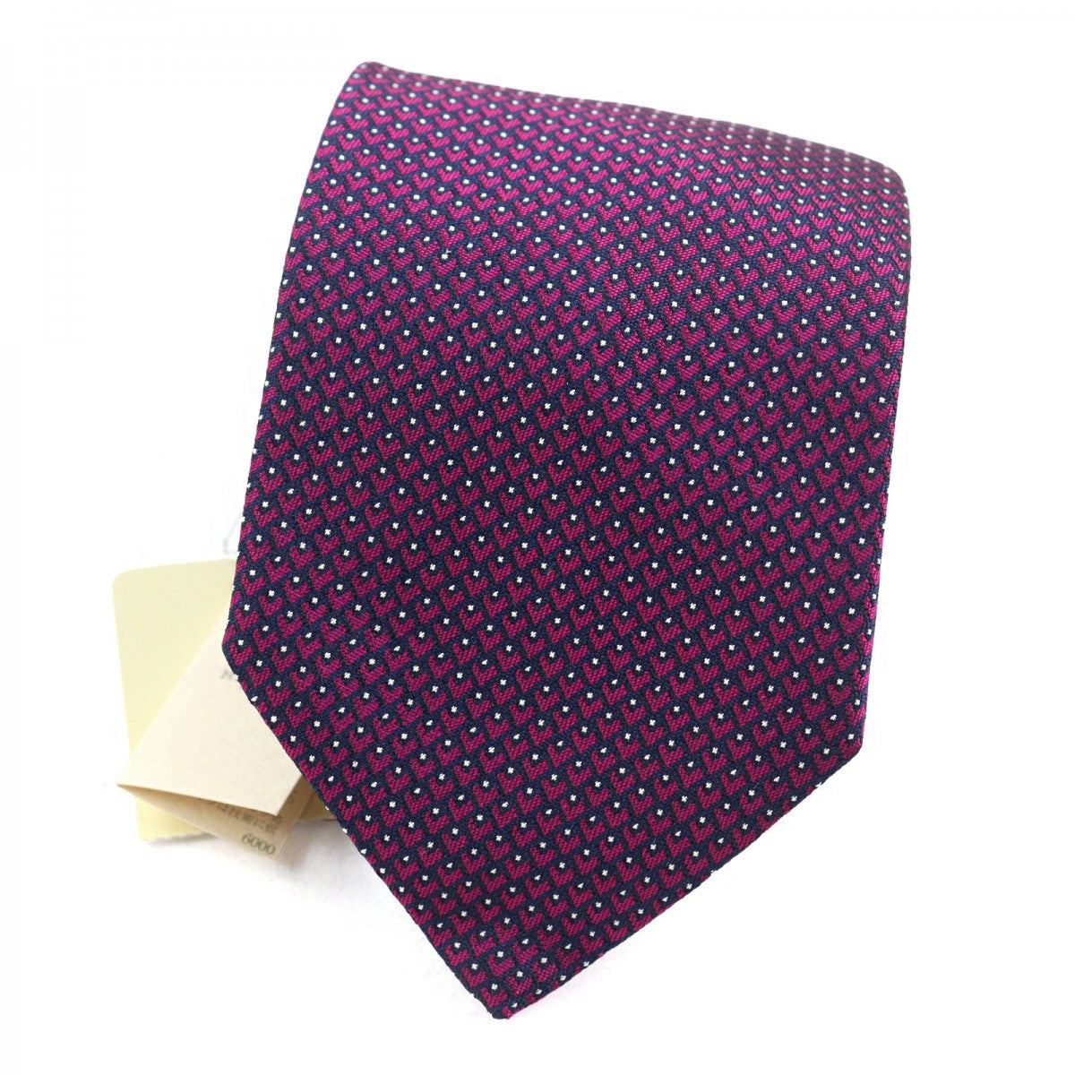 HERMES tie 659122T silk purple MARINE FRAMBOISE BLANC CRAVATE