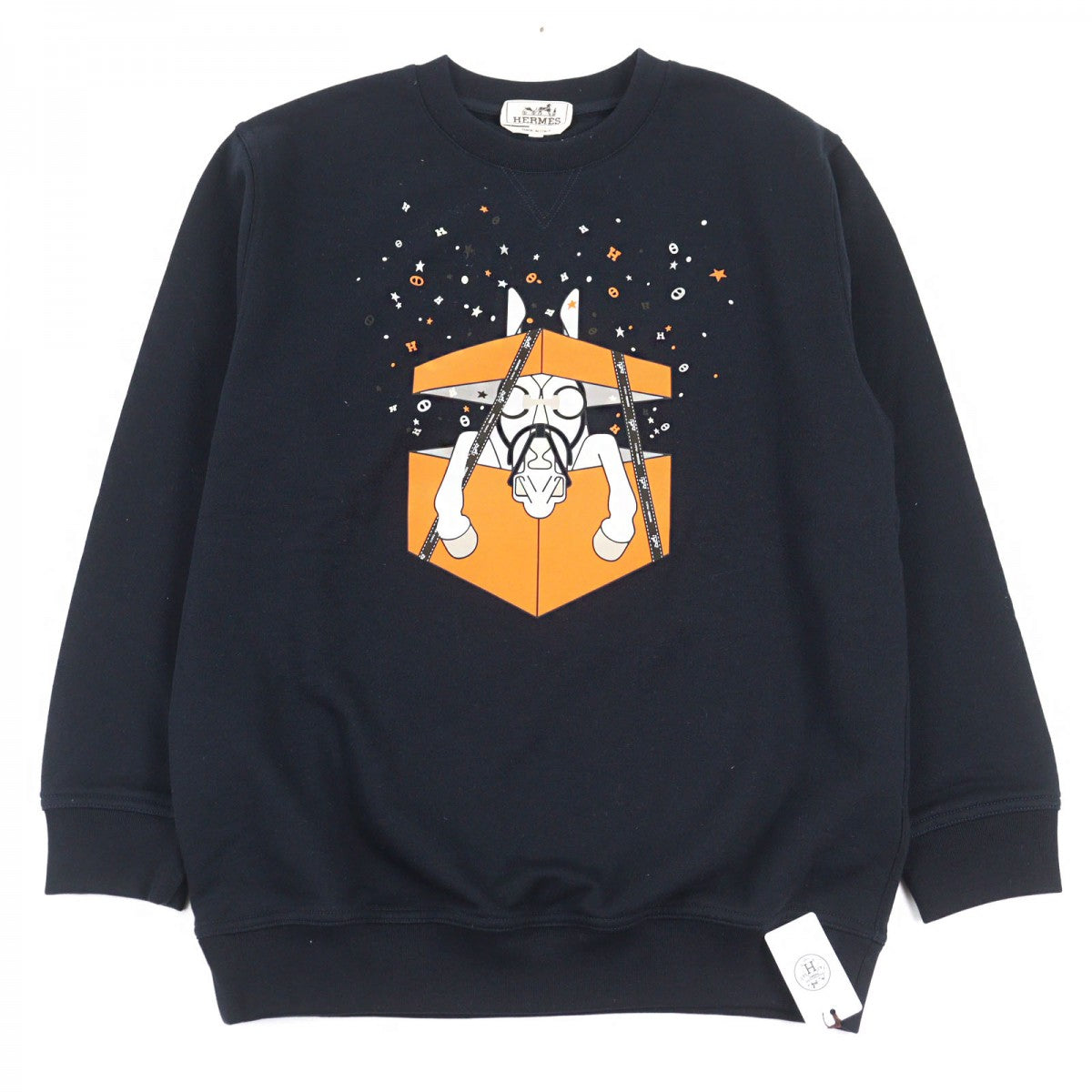 HERMES sweat cotton Navy type Boite Surprise M