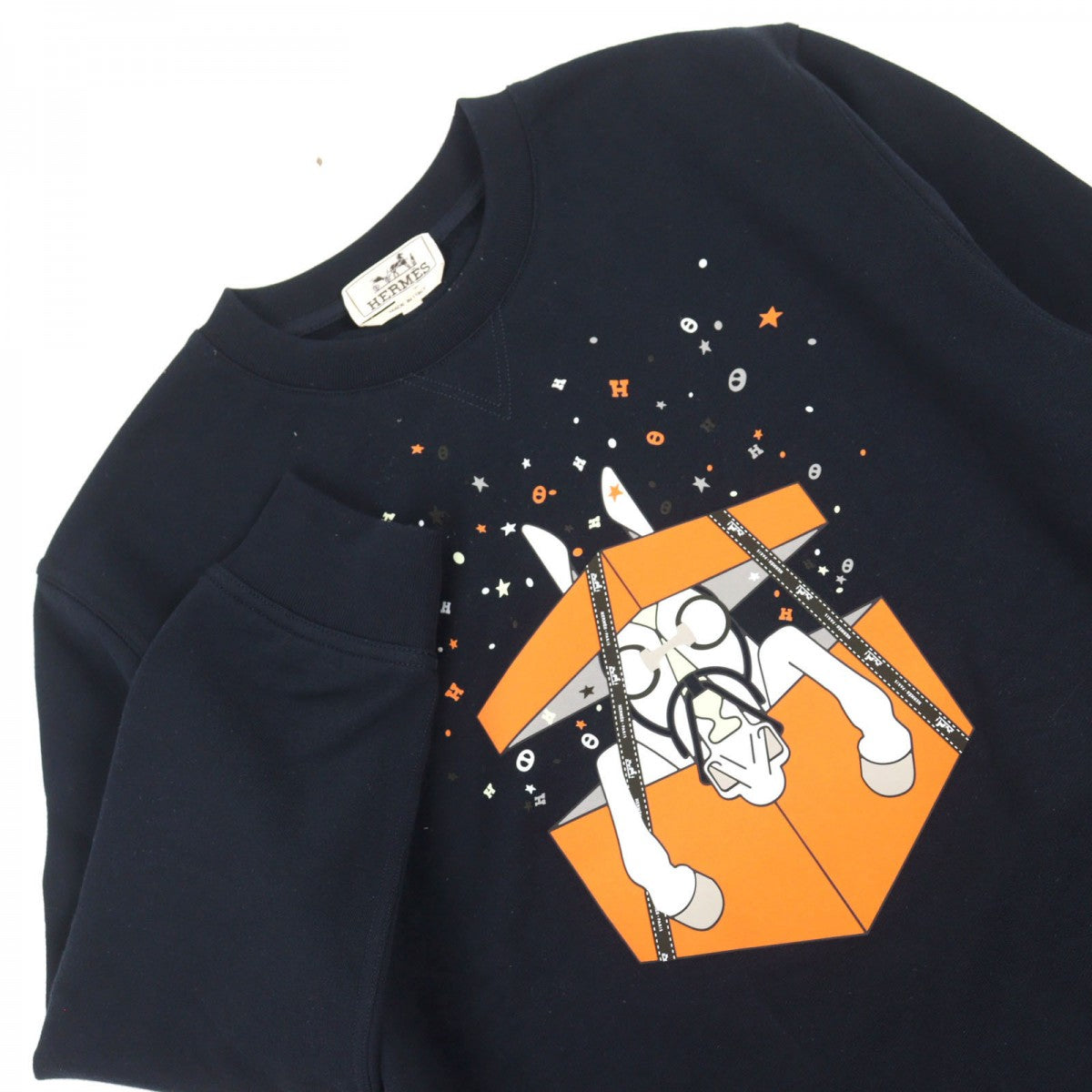 HERMES sweat cotton Navy type Boite Surprise M