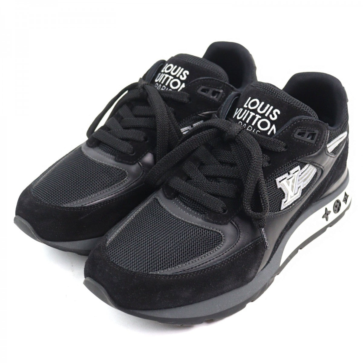 LOUIS VUITTON sneakers 1A9J1D leather Black type Runaway line 6.5