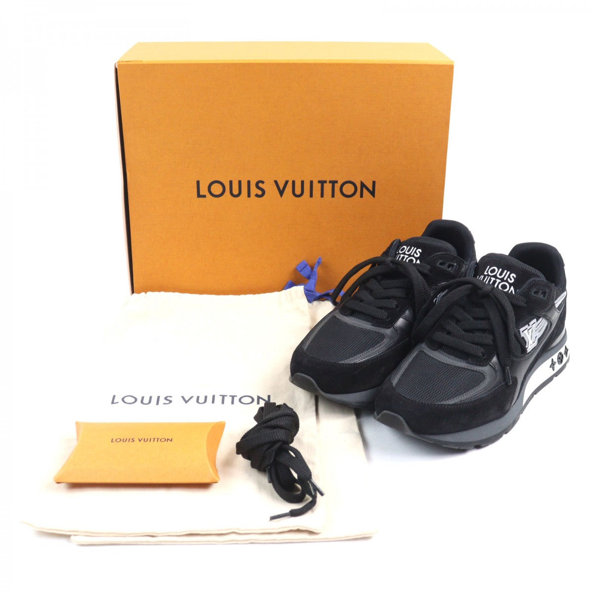 LOUIS VUITTON sneakers 1A9J1D leather Black type Runaway line 6.5
