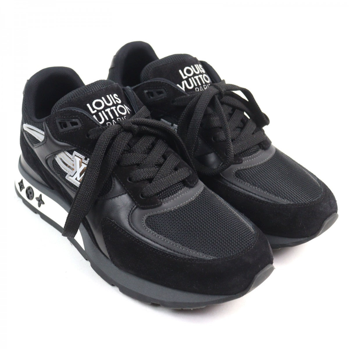 LOUIS VUITTON sneakers 1A9J1D leather Black type Runaway line 6.5