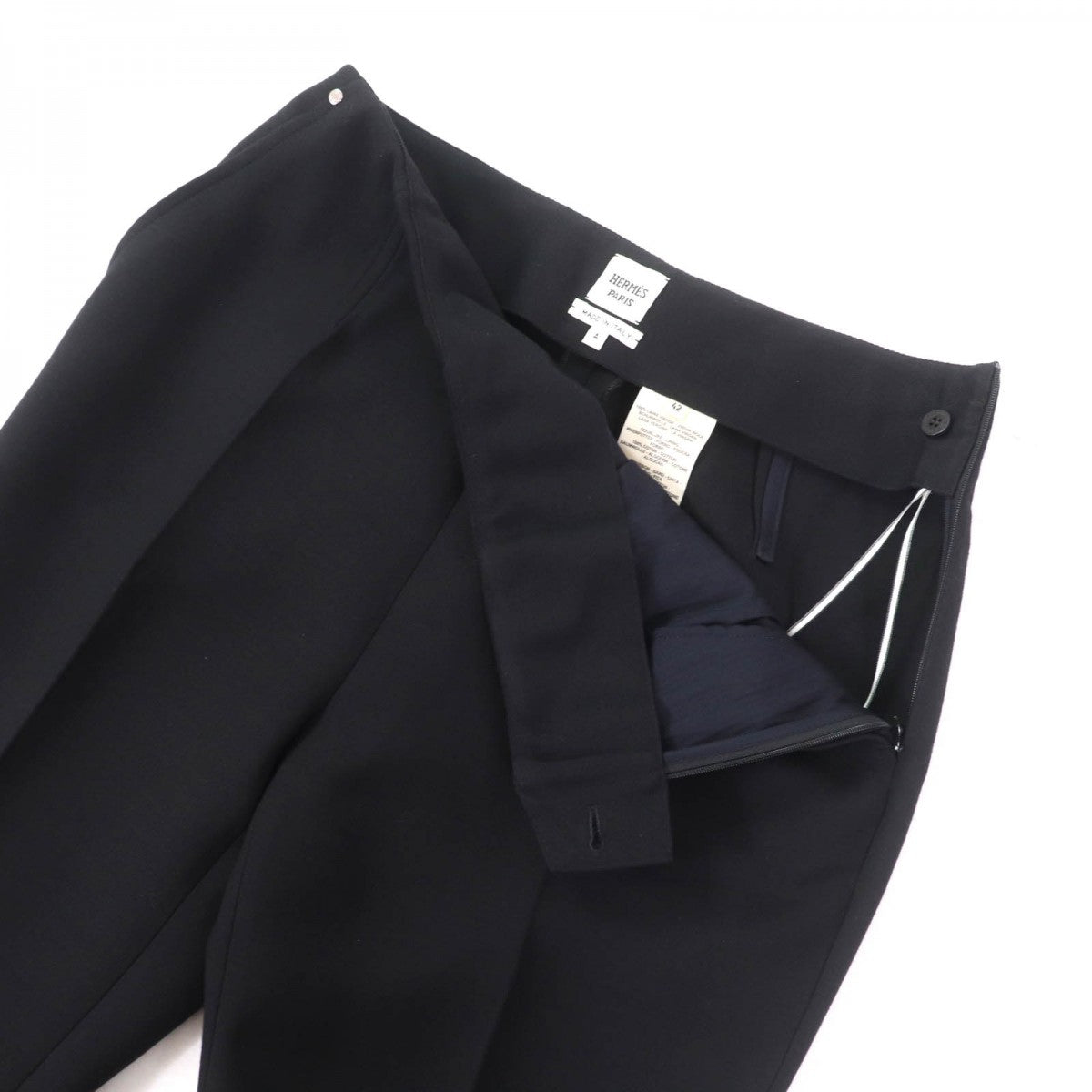 HERMES Pants 3H0447DX wool black 42