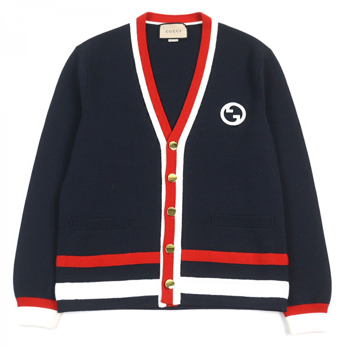 GUCCI cardigan 743019 Nylon Navy white red XS