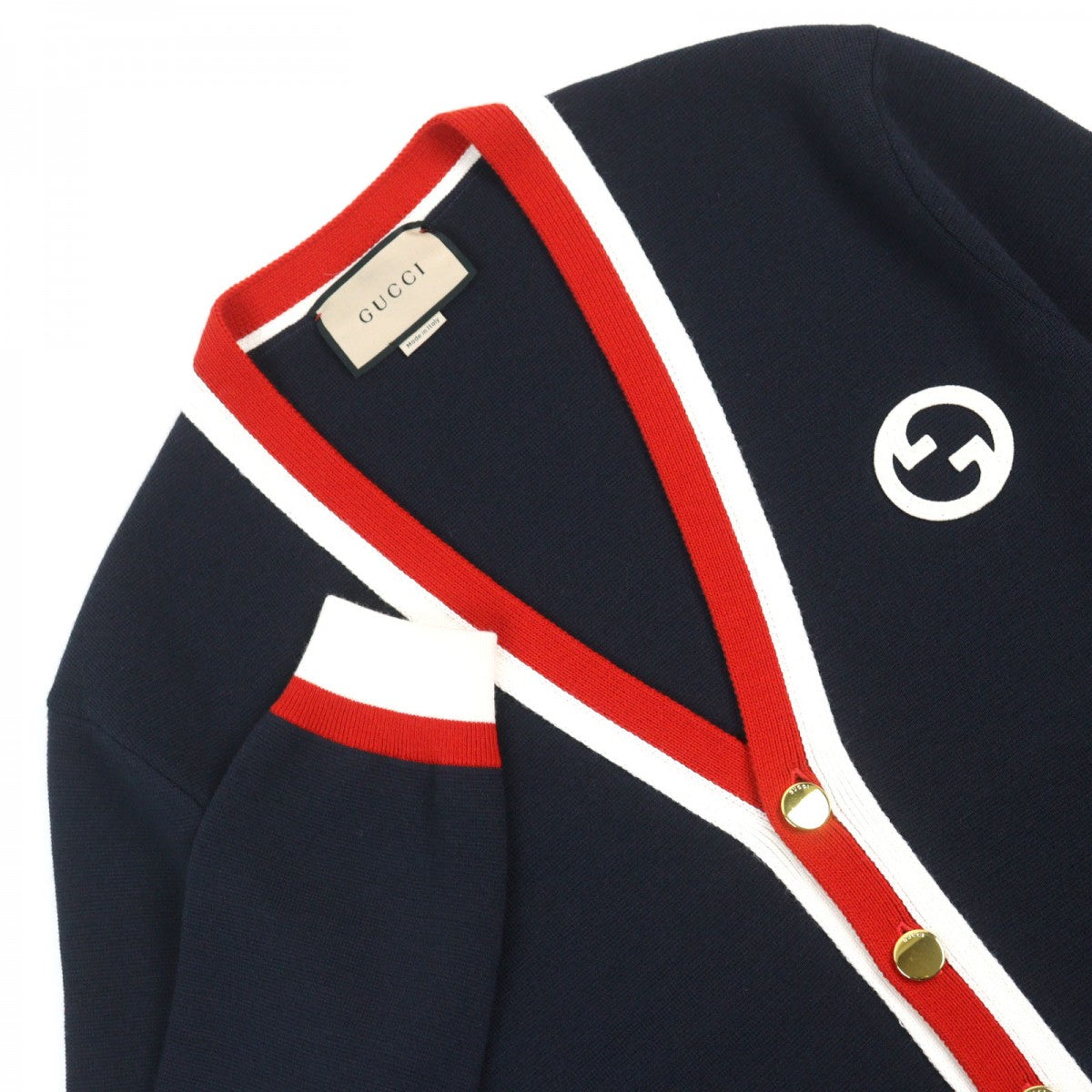 GUCCI cardigan 743019 Nylon Navy white red XS