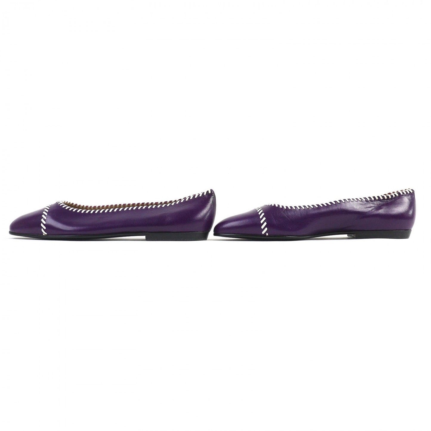 CHANEL pumps leather Purple white 37