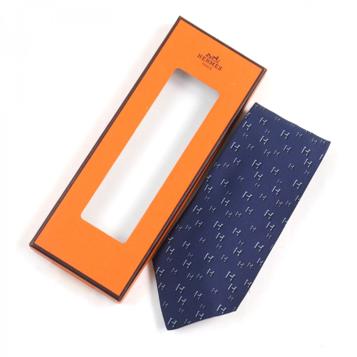 HERMES tie 5183 IA silk Navy type CRAVATE