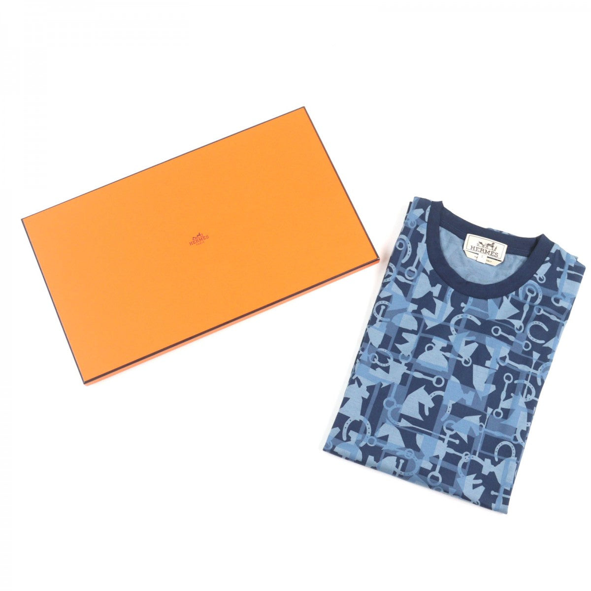 HERMES Short sleeve T-shirt cotton Blue type S