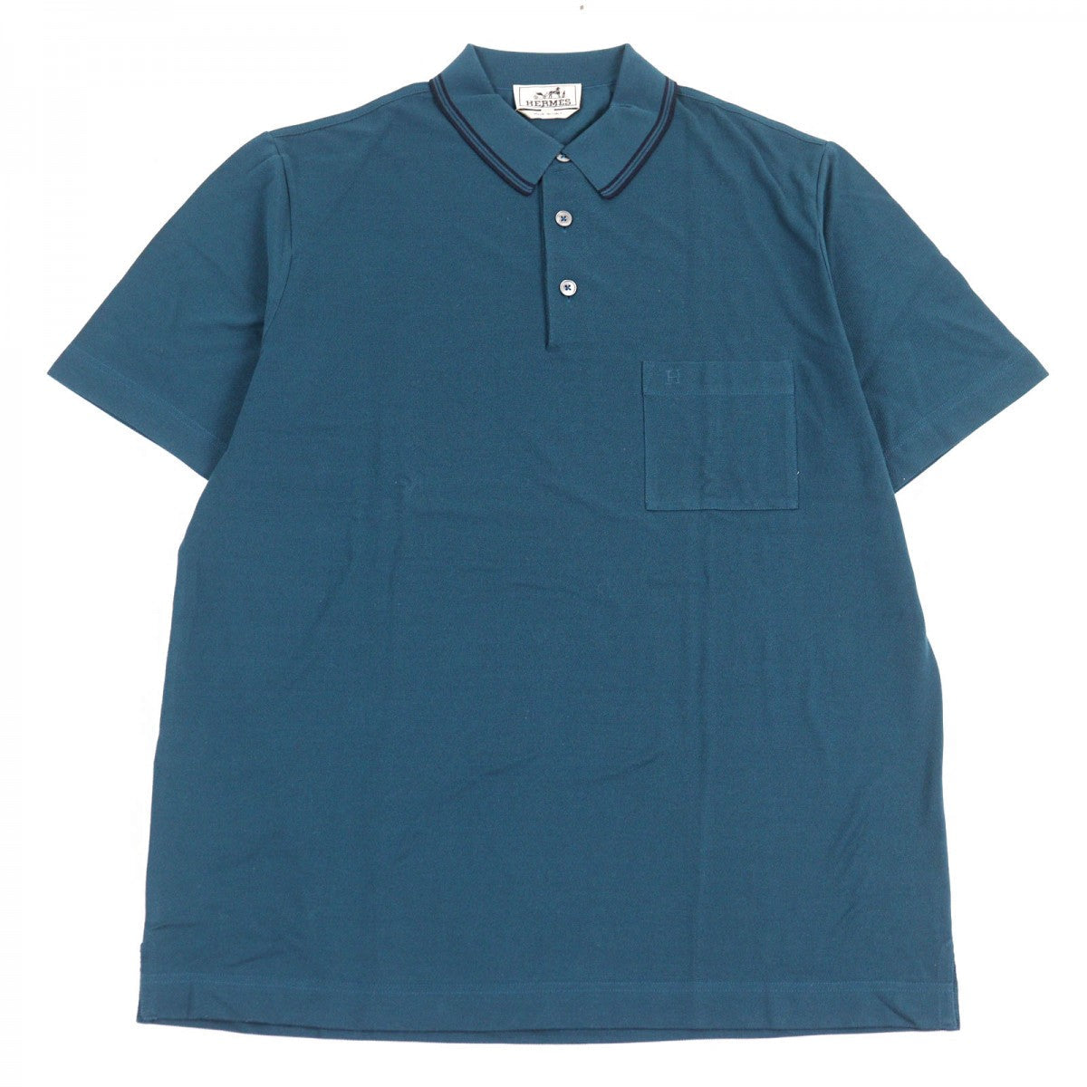 HERMES Short sleeve polo shirt cotton Green type L