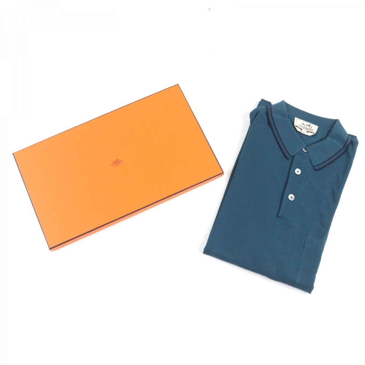 HERMES Short sleeve polo shirt cotton Green type L