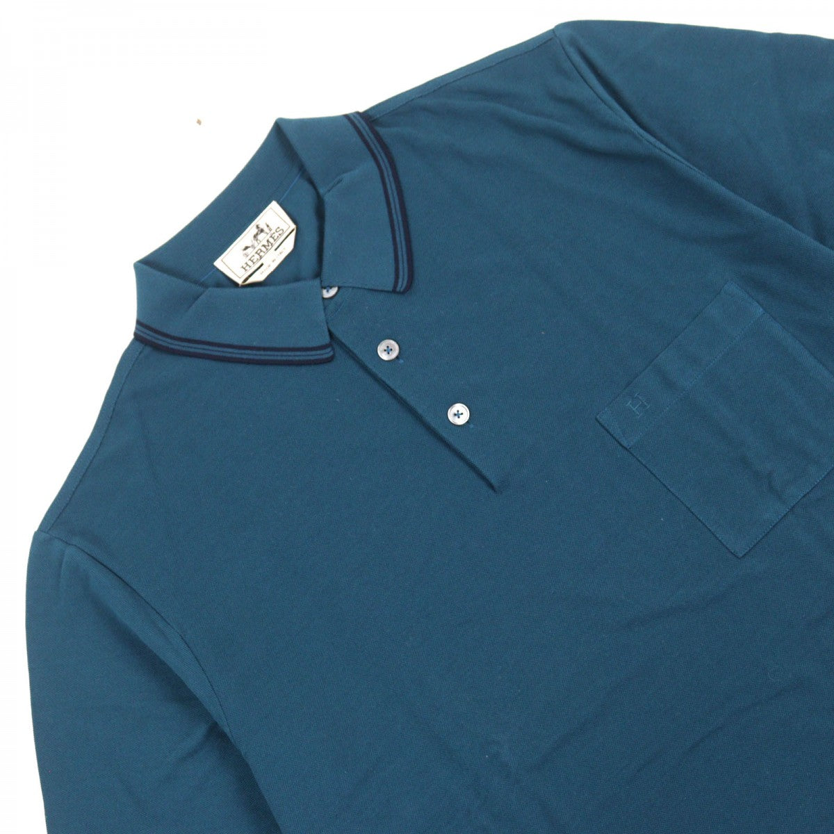 HERMES Short sleeve polo shirt cotton Green type L