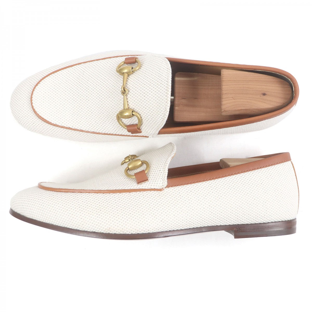 GUCCI loafers 430088 canvas Ivory brown 6