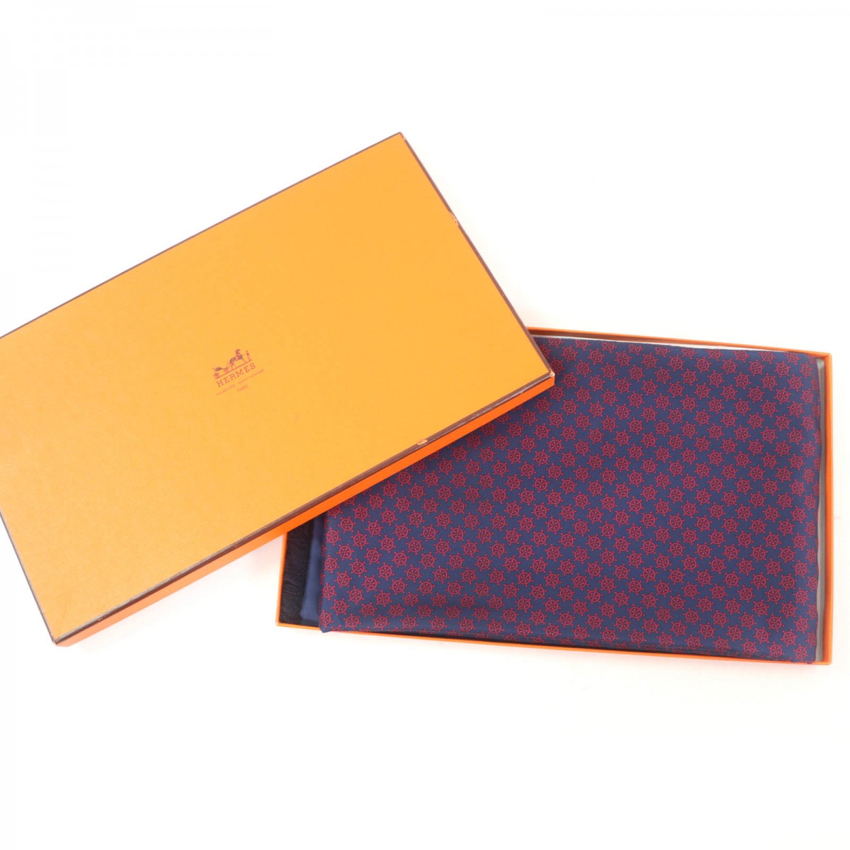 HERMES Scarf silk Navy