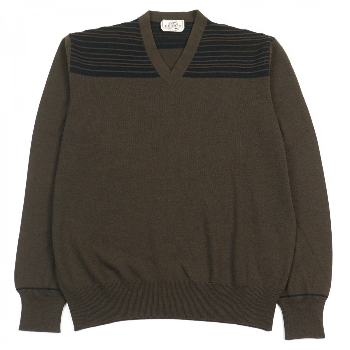 HERMES knit wool Khaki green type XL