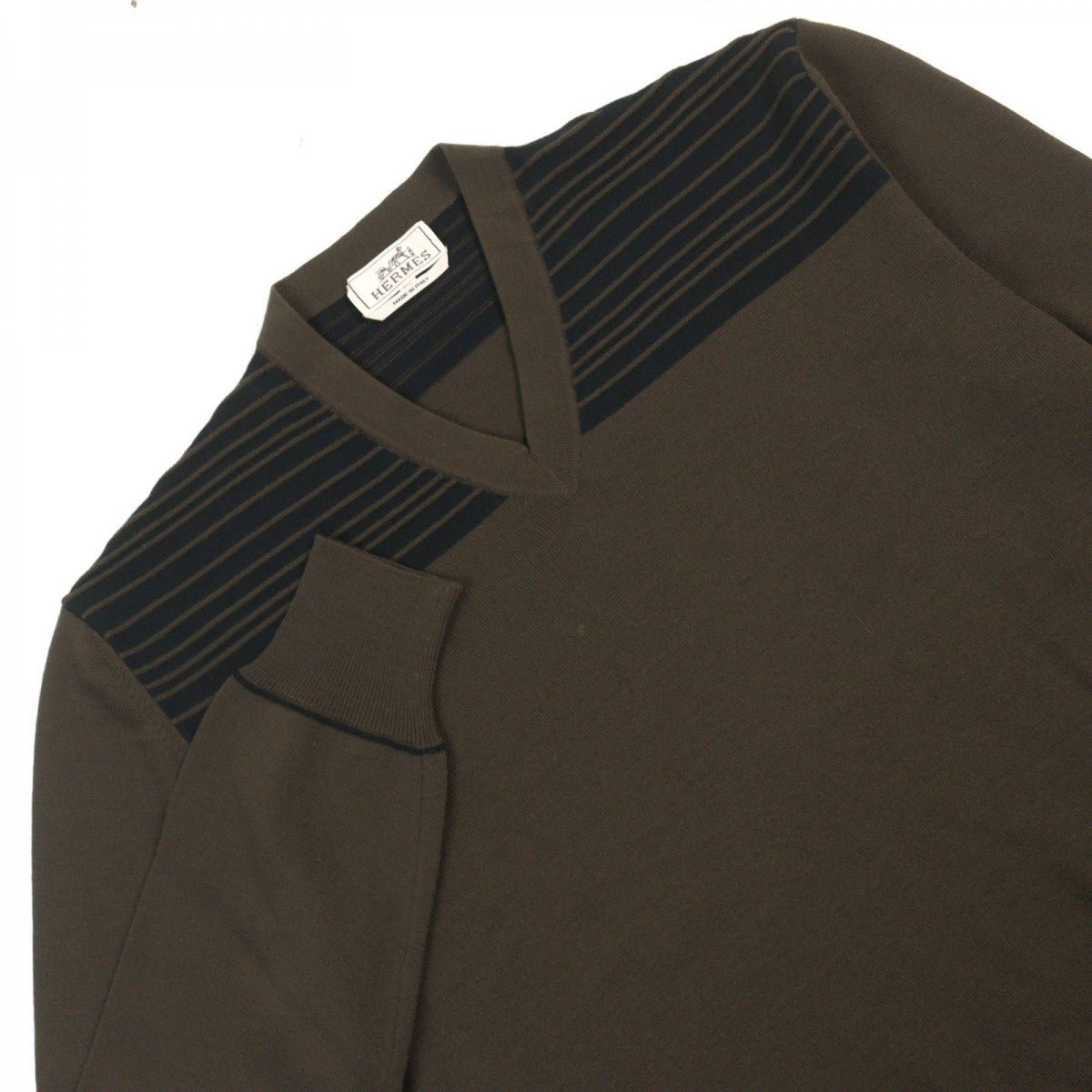 HERMES knit wool Khaki green type XL