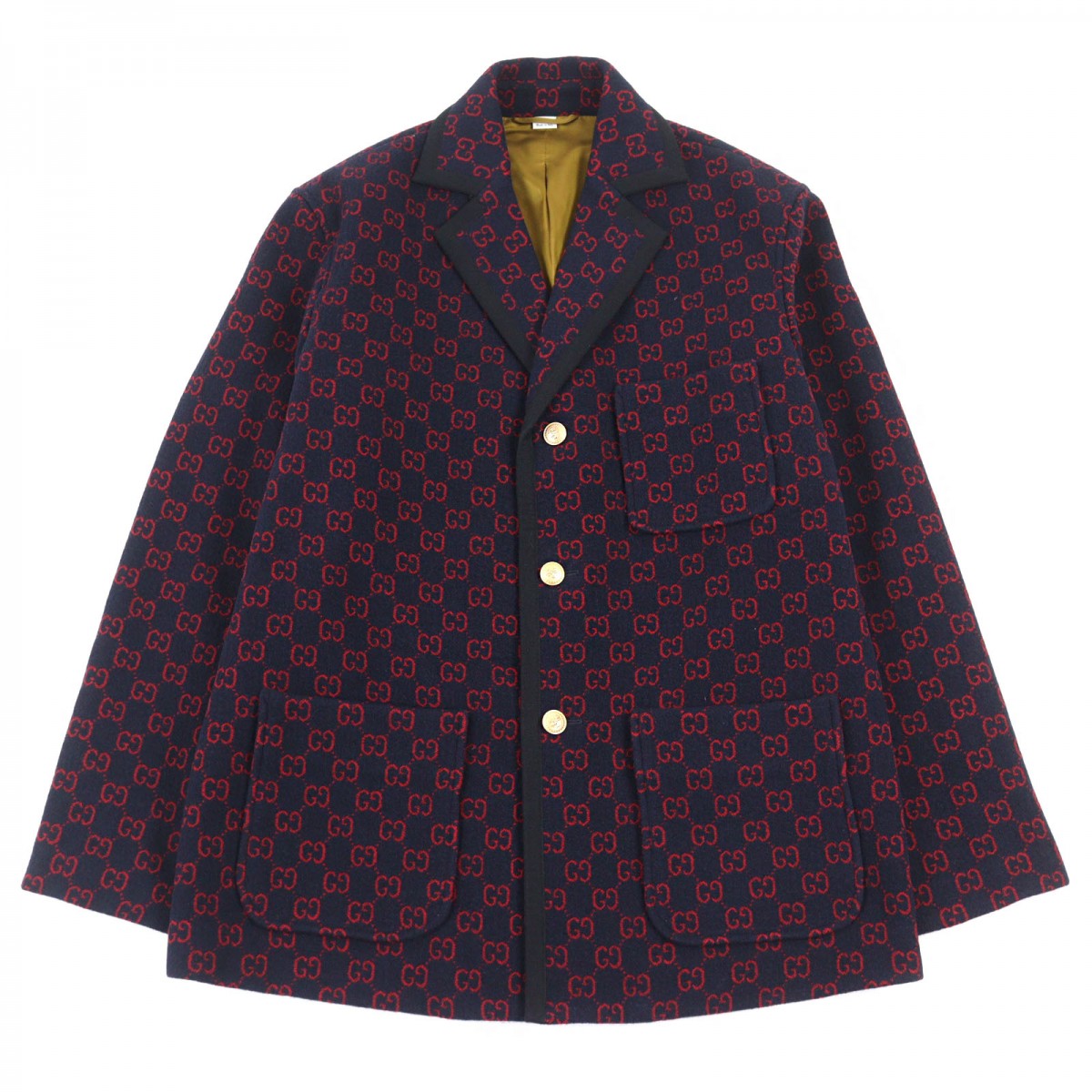 GUCCI coat 597911 wool Navy red 44