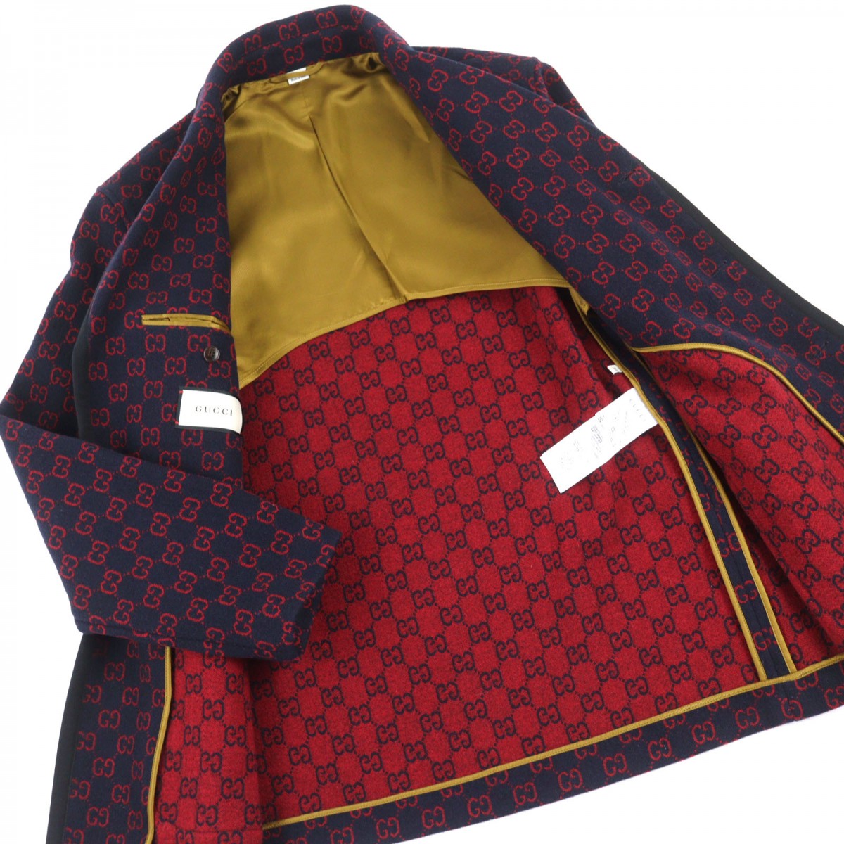 GUCCI coat 597911 wool Navy red 44