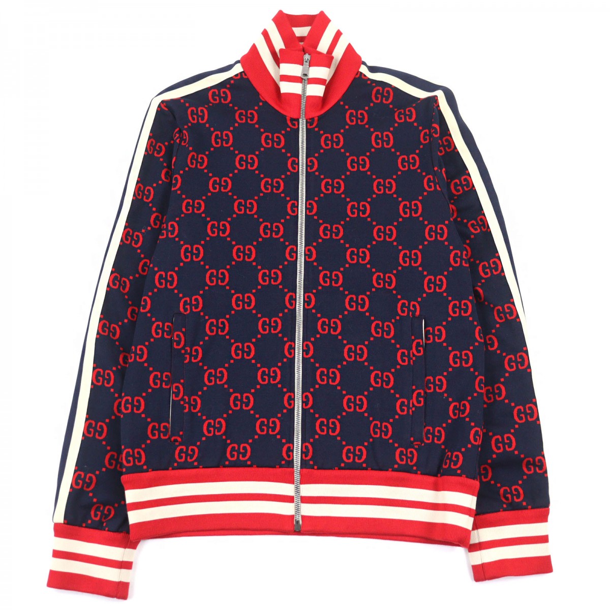GUCCI Jacket 496919 cotton Navy Red All-over pattern S