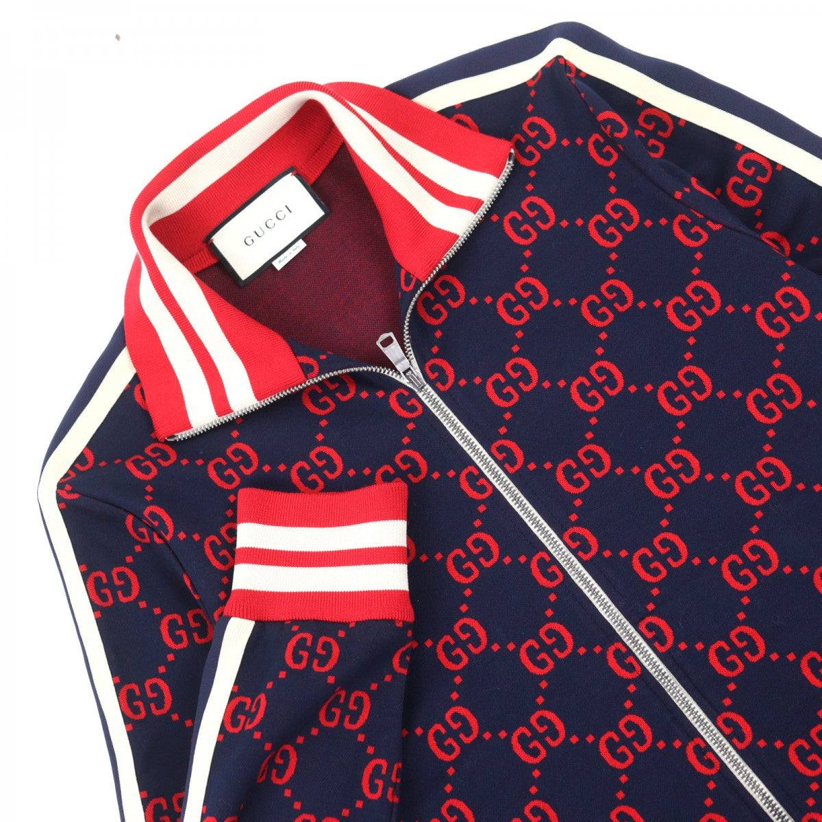 GUCCI Jacket 496919 cotton Navy Red All-over pattern S