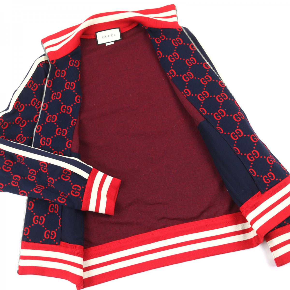 GUCCI Jacket 496919 cotton Navy Red All-over pattern S