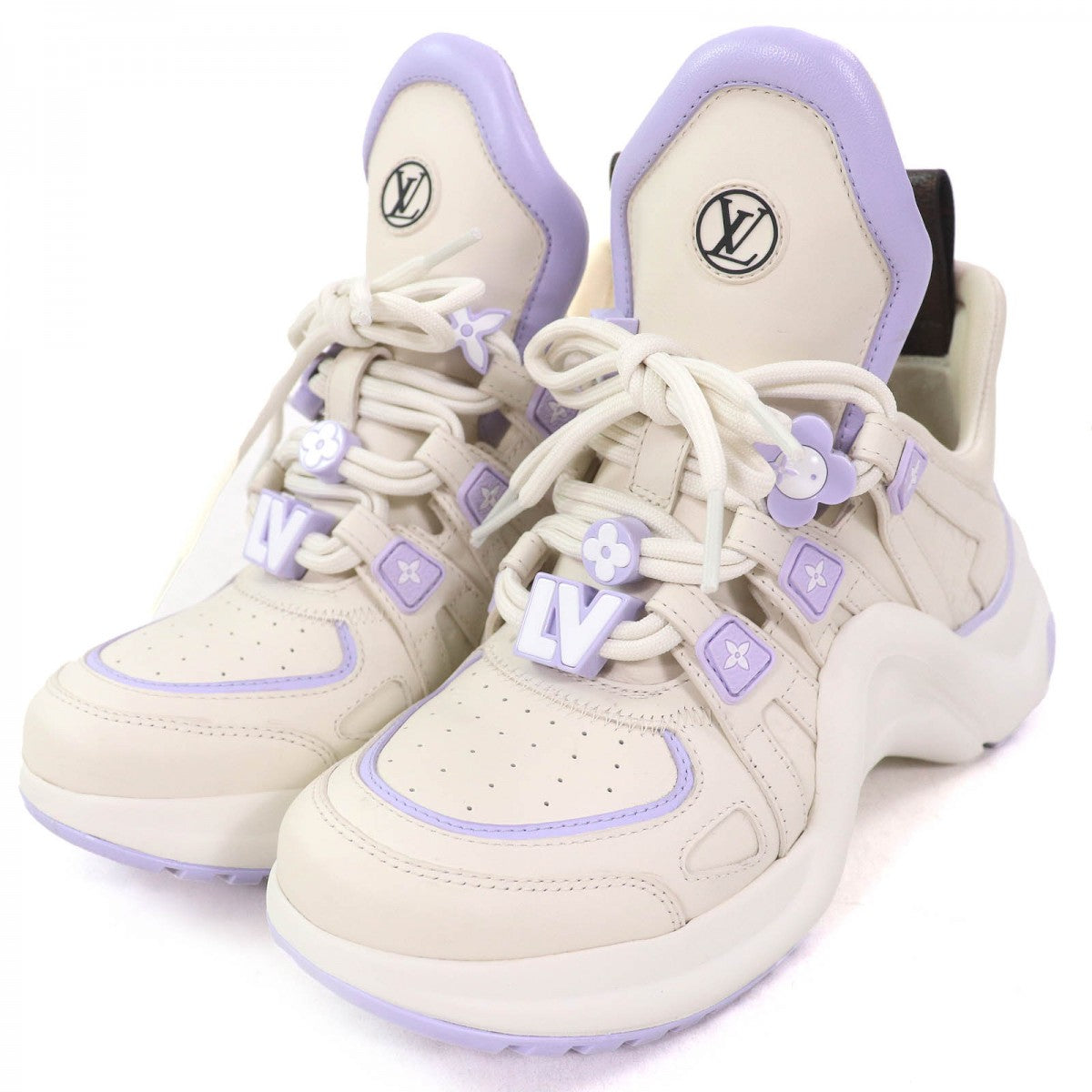 LOUIS VUITTON sneakers Calf leather Ivory Light Purple Arclight line 37