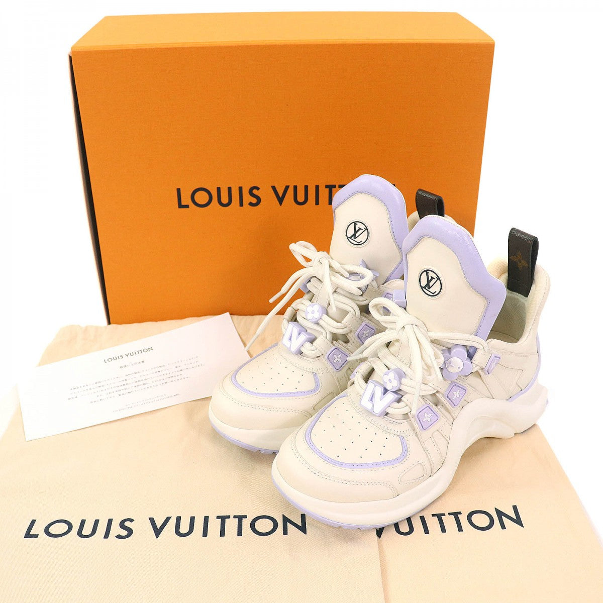 LOUIS VUITTON sneakers Calf leather Ivory Light Purple Arclight line 37