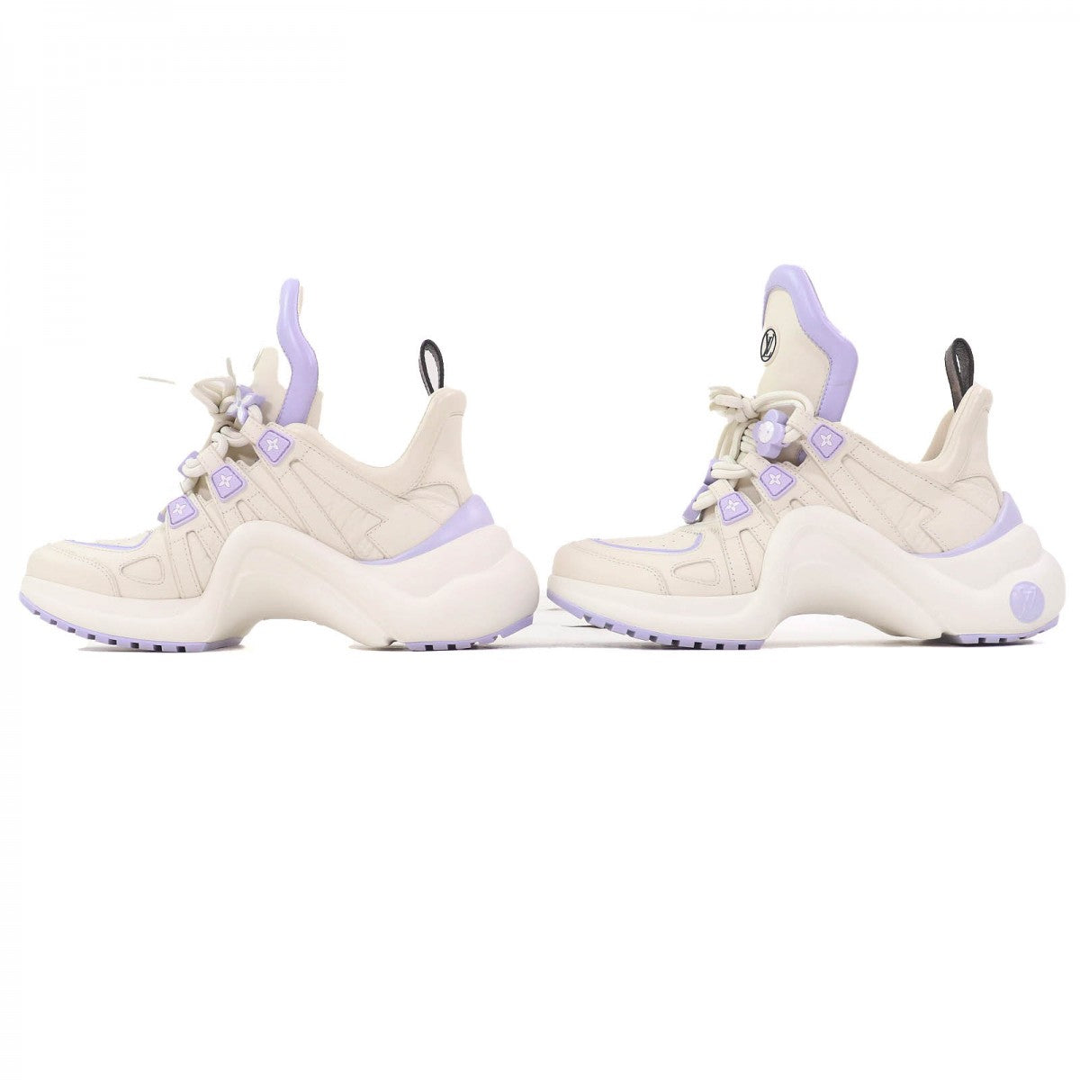 LOUIS VUITTON sneakers Calf leather Ivory Light Purple Arclight line 37