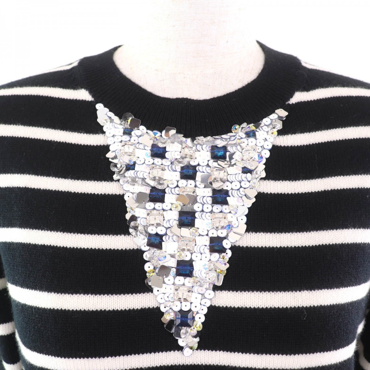 CHANEL knit P74115 cashmere Black White 36