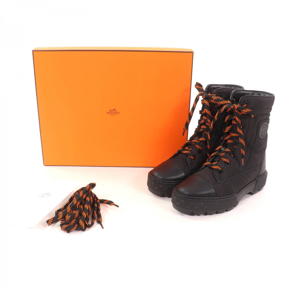 HERMES short boots Calf leather black fresh 37