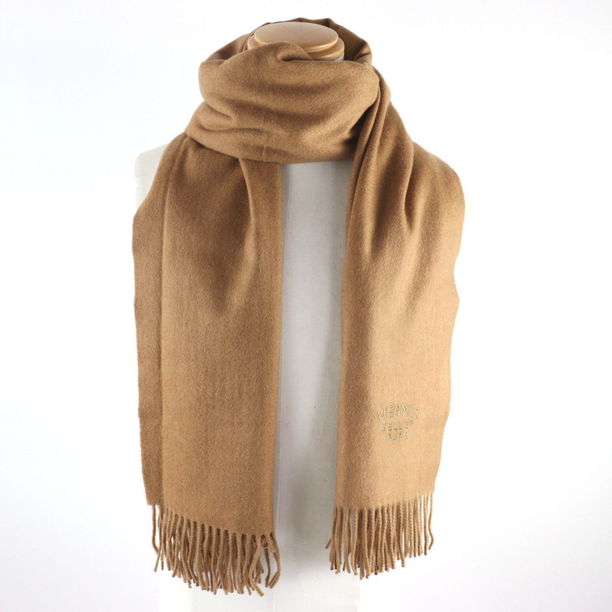 HERMES Scarf cashmere Camel