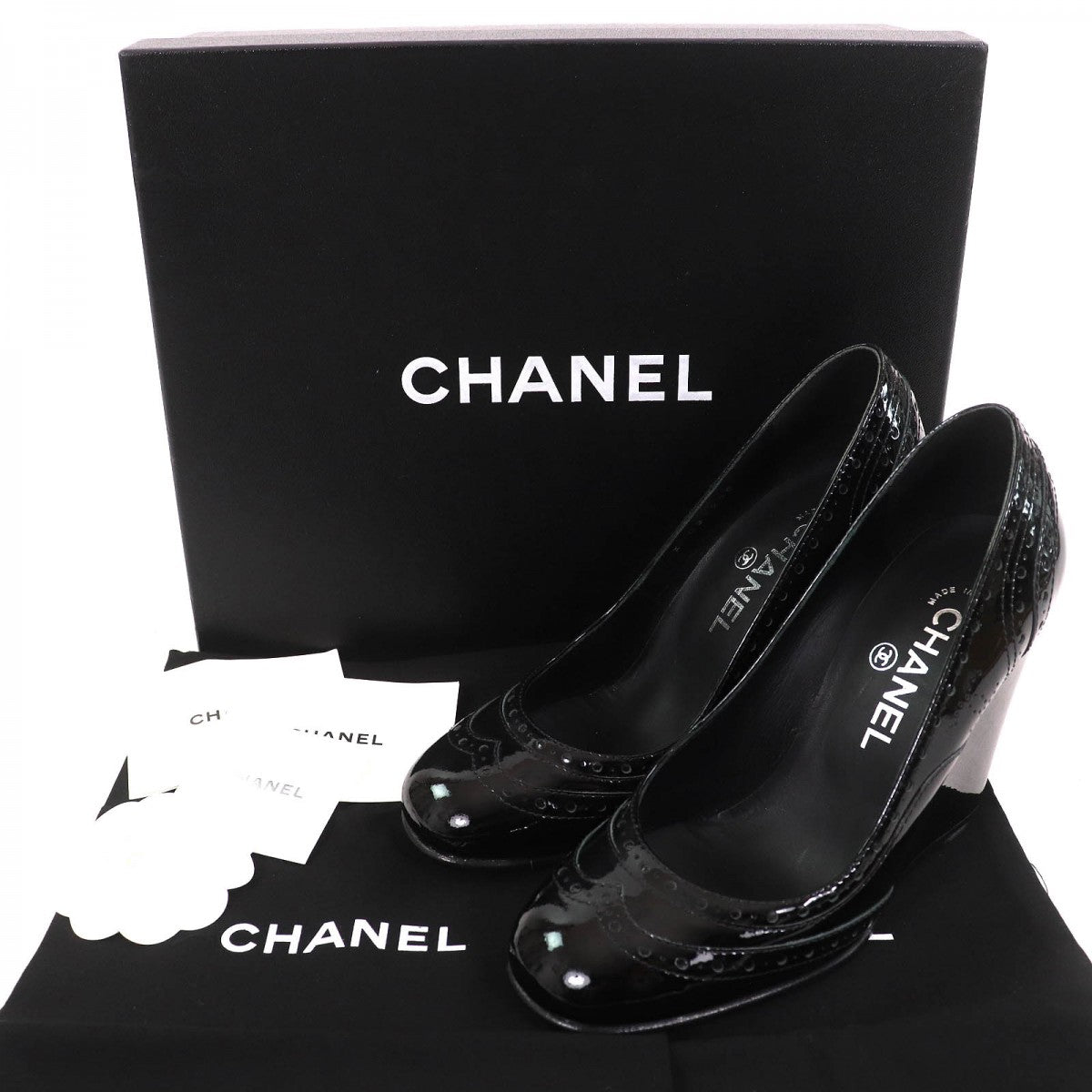 CHANEL pumps G31216 Patent leather black 36.5