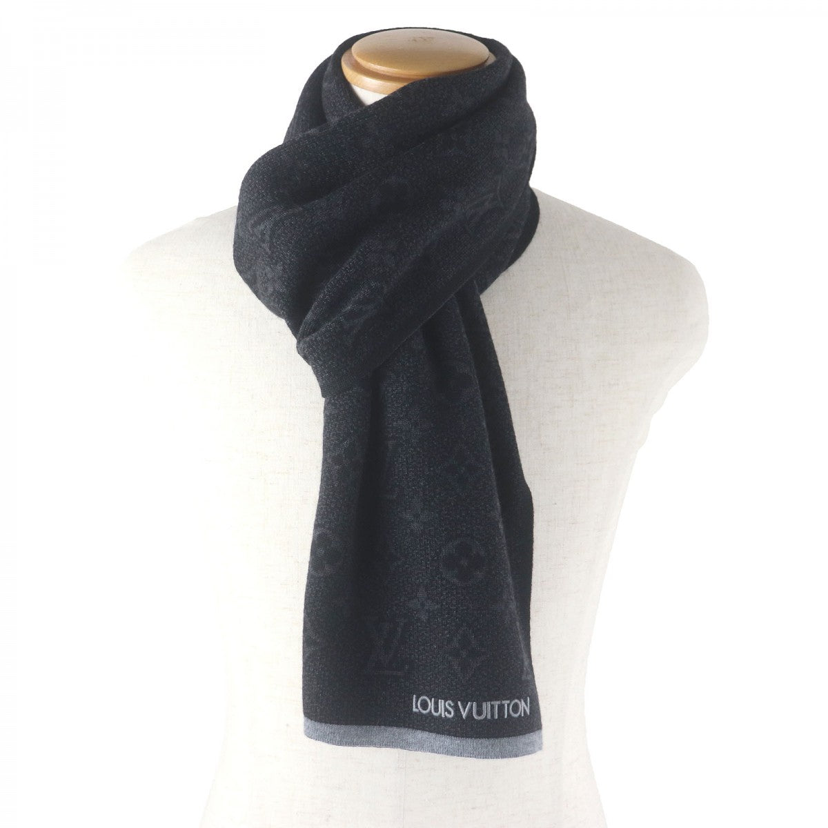LOUIS VUITTON Scarf M73468 wool Gris Escharp My Monogram Eclipse
