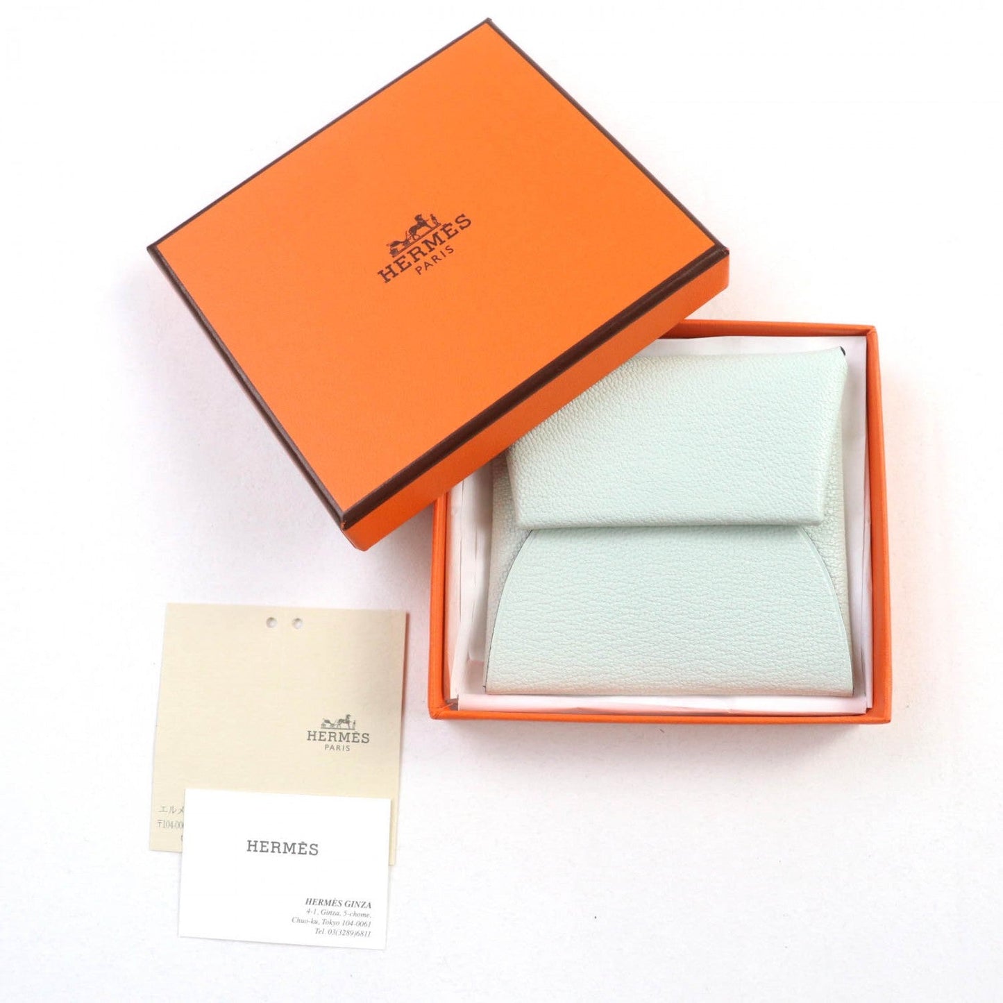 HERMES Coin case Shave Light green Bastia Verso