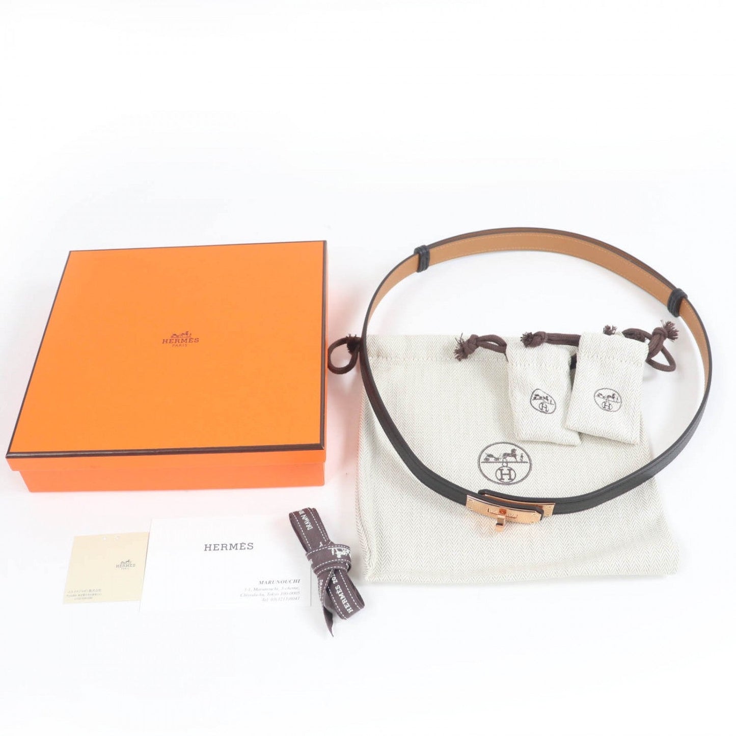 HERMES belt Epsom black Kelly 18
