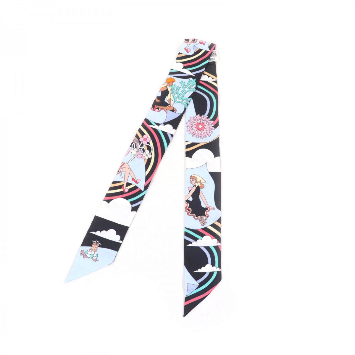 HERMES scarf silk NOIR/CIEL/MULTICOL CARRES VOLANTS Flying Carre